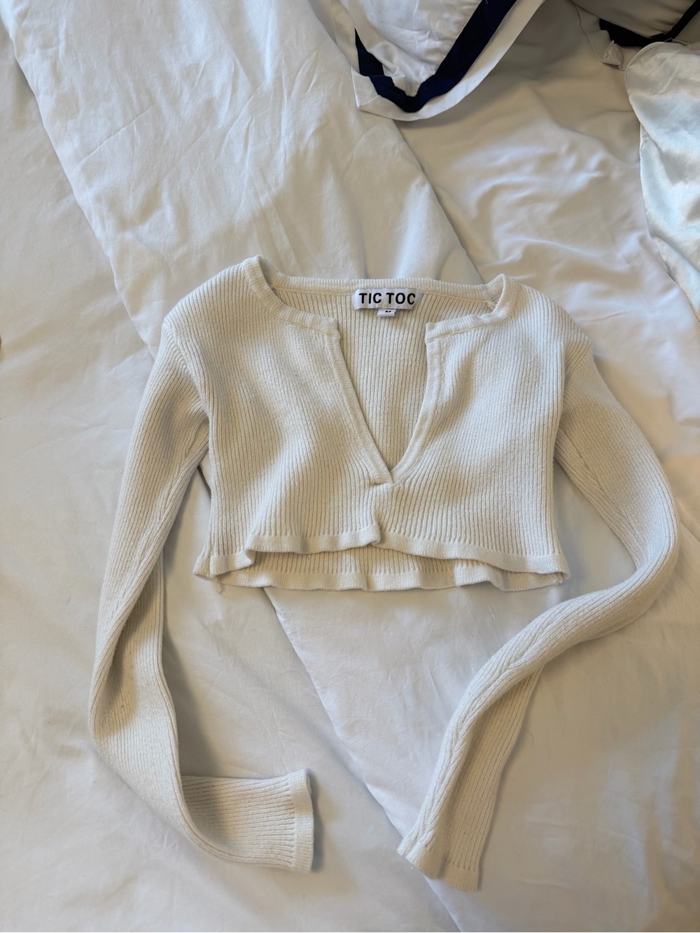 Princess Polly White Cropped Cardigan Sweater